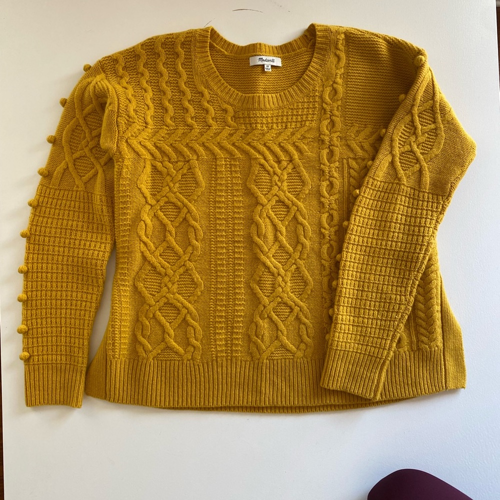 Madewell Wool Open-Side Bobble Textured Mustard Y… - image 2
